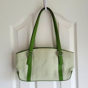 Fossil Vintage Genuine Classic 1953 Green Fabric & Leather Shoulder Bag